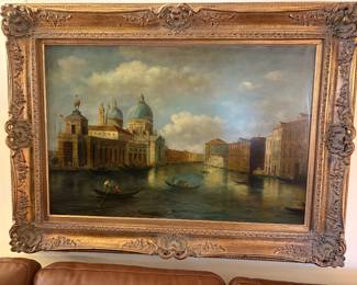 Oil on Canvas. "Venice Canal" Artist Signature lower left