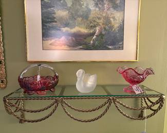 Hollywood Regency glass shelf
