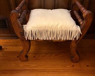 Saddle Type Chair - Spool handles, carved legs and apron