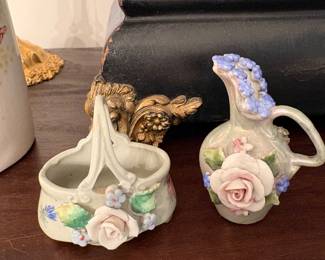 Germany porcelain basket and ewer