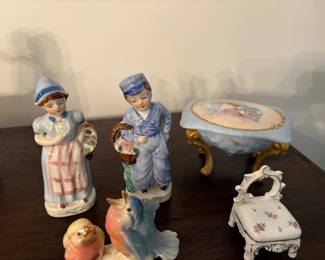 Dutch Boy and Girl Figurine, trinket boxes and Blue Bird