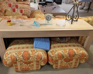 End table that has matching coffee table. Foot stools that match sofa