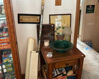 Wooden Side Table, Wall Art