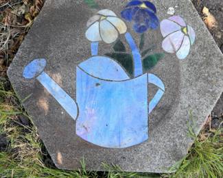 Darling stepping stone with inlaid glass watering can
