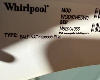 Whirlpool front load dryer