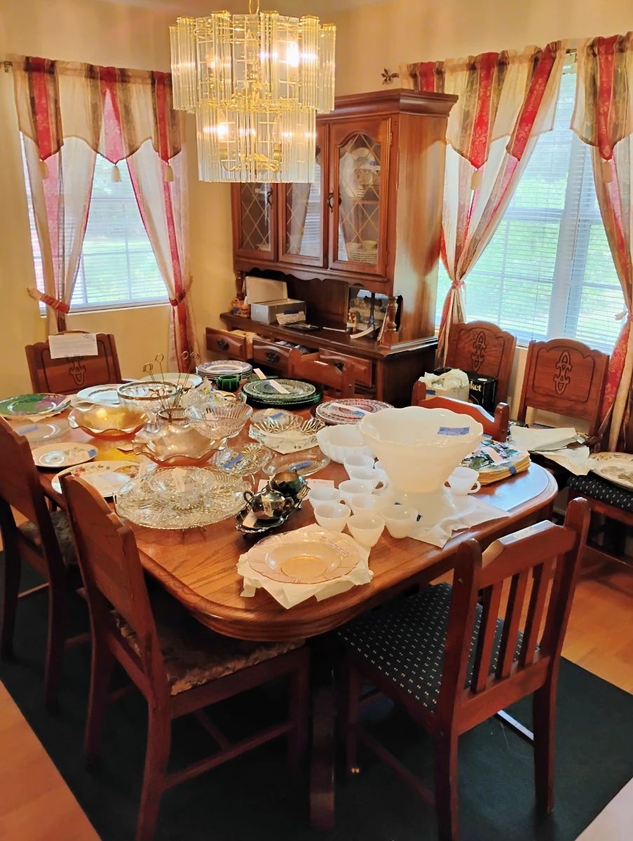 estate sale dining set up