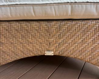 R5 - $600. Ebel Avignon Wicker Outdoor Sofa with cushions. Excellent Condition. Kept on covered screened porch. Measures 76" wide x 35" deep x 33" tall. Floor to seat is 17".