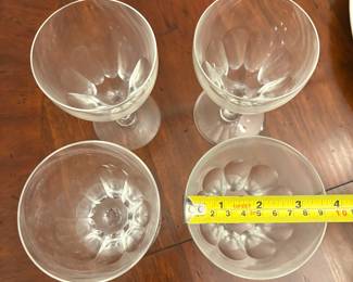 R67 - $60. Set of 4. Val St Lambert Signed Crystal Glasses. 6.25" tall.