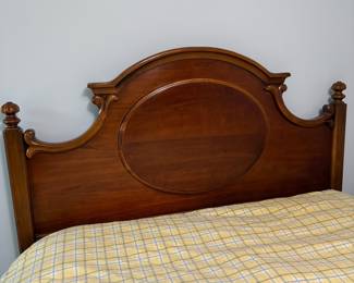 R11 - $175. Lexington Furniture Chez Michelle Cherry Queen Bed Headboard/Footboard/Railings. NO mattress included. Measures 64" wide x 58" tall headboard.