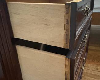 R17 - $80. Pair of Nightstands. Measures 26" x 16" x 26" tall. Some signs of gentle use but drawers slide as they should.