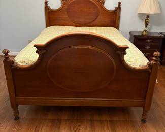 R11 - $175. Lexington Furniture Chez Michelle Cherry Queen Bed Headboard/Footboard/Railings. NO mattress included. Measures 64" wide x 58" tall headboard.