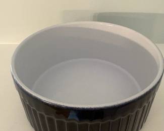 R37 - $15. Vintage Emile Henry - France 68.20 Blue Stoneware Casserole. 8" diameter 3.5" deep.