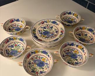 R2 - $30. Mason's Ironstone Regency pattern. 8 soup bowls & saucers. Good Condition.