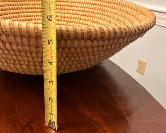 R69 - $100. Large Sweetgrass Basket. 19" across x 5" tall.