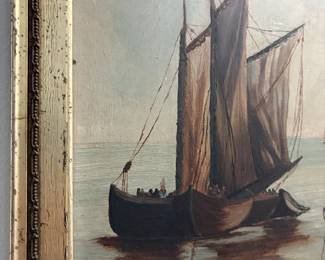 R18 - $50. Original Painting on Board. Unsigned. Measures 14.75" x 20.75".