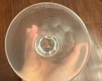 R67 - $60. Set of 4. Val St Lambert Signed Crystal Glasses. 6.25" tall.
