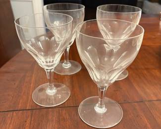 R67 - $60. Set of 4. Val St Lambert Signed Crystal Glasses. 6.25" tall.