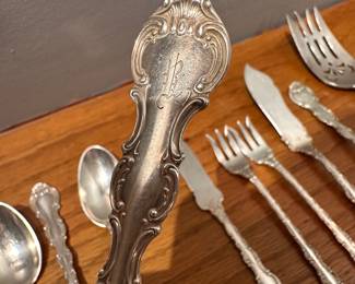 S2 - $1,600. BUY IT TODAY PRICE. Or Highest Offer by Friday 9AM. Sterling. 744 grams. Mostly Monogrammed Sterling Flatware - see photo of piece count. STERLING WILL NOT BE AT THE HOME. IT WILL BE SOLD PRIOR TO SALE OPENING.