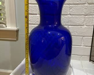 R40 - $10. Vintage Cobalt Blue Vase. Measures 15" tall.