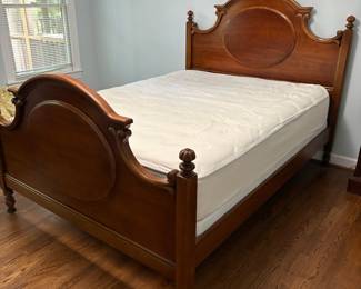 R11 - $175. Lexington Furniture Chez Michelle Cherry Queen Bed Headboard/Footboard/Railings. NO mattress included. Measures 64" wide x 58" tall headboard.