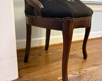 R38 - $40. Antique Chair with embroidered seat. Fair condition - seat is warped, frame is in great shape. Measures 19" wide x 19" deep x 36" tall. Floor to seat is 18".