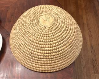 R69 - $100. Large Sweetgrass Basket. 19" across x 5" tall.
