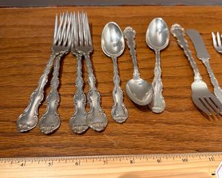 S2 - $1,600. BUY IT TODAY PRICE. Or Highest Offer by Friday 9AM. Sterling. 744 grams. Mostly Monogrammed Sterling Flatware - see photo of piece count. STERLING WILL NOT BE AT THE HOME. IT WILL BE SOLD PRIOR TO SALE OPENING.