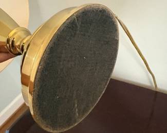 R16 - $50. Pair of Brass Table Lamps. Lamps are in very good condition - shades need replaced. Measures 30" tall.