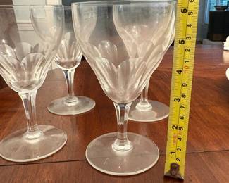 R67 - $60. Set of 4. Val St Lambert Signed Crystal Glasses. 6.25" tall.