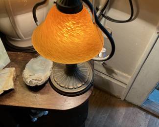 Art Nouveau Style Amber Glass Table Lamp