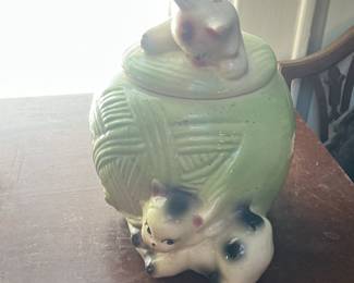 Vintage American Bisque Ceramic Cat Cookie Jar