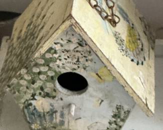 Hand-Painted "Cottage" Birdhouse with Floral Motifs