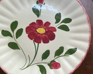 Blue Ridge Southern Pottery "Red Nocturne" Hand-Painted Plate