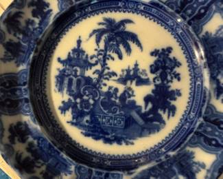W. Adams & Sons "Kyber" Flow Blue Transferware Plate
