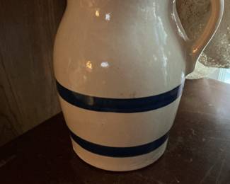 Robinson Ransbottom Pottery Pitcher with Blue Bands