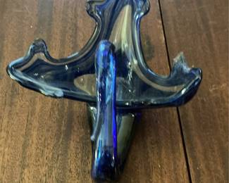 Vintage Murano Style Blue Glass Swan Ashtray/Candy Dish