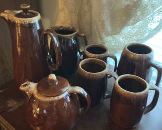 Hull Pottery Brown Drip Glaze Coffee Set