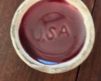 Red Ceramic Bud Vase with Wire Holder - USA Marked