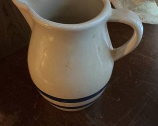 Robinson Ransbottom Pottery Blue Banded Stoneware Pitcher
