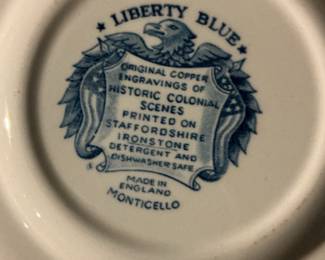 Liberty Blue "Monticello" and "Boston Tea Party" Ironstone Dinnerware Set