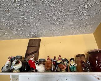 Vintage Ceramic Farm Animal Collection with Stoneware Crock
