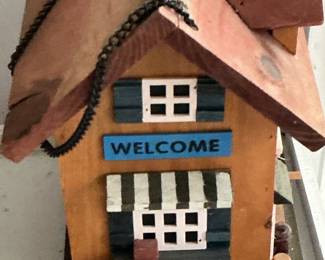 Wooden Decorative Birdhouse with Welcome Sign