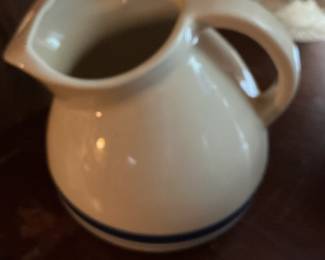 Friendship Pottery Blue Stripe Pitcher