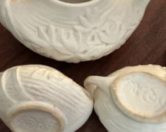 White Ceramic Bird Creamer and Sugar Set - McCoy Pottery