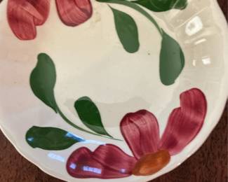 Blue Ridge Southern Pottery Hand-Painted Bowl with Red Flowers