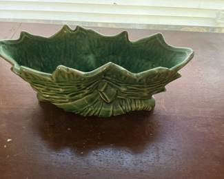 Mid-Century McCoy Pottery Green Leaf-Form Planter
