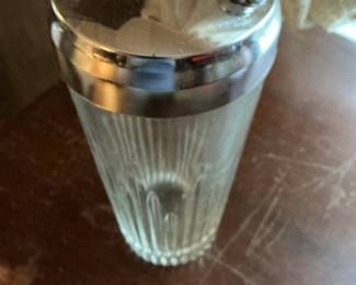 Vintage Indiana Glass "The Cocktailor" Ribbed Glass Cocktail Shaker