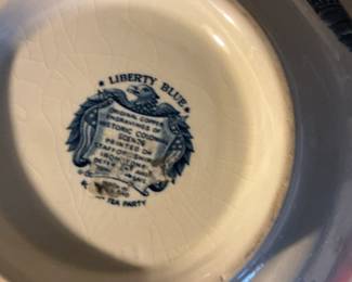 Liberty Blue "Tea Party" Pattern Soup Tureen with Lid