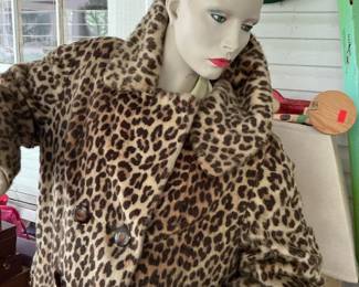 1960s Faux Fur Leopard Print Coat