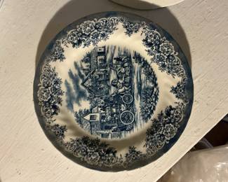 Royal Stafford "Coaching Scene" Blue and White Transferware Plate